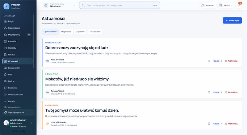 Aktualności w IntranetMax